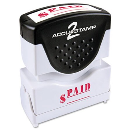 Consolidated Stamp Mfg Consolidated Stamp 035578 Accustamp2 Shutter Stamp with Anti Bacteria; Red; PAID; 1.63 x .5 35578
